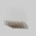 Modern Glass Chandelier With Layered Rectangular Panels And Golden Accents For Contemporary Interior Decoration