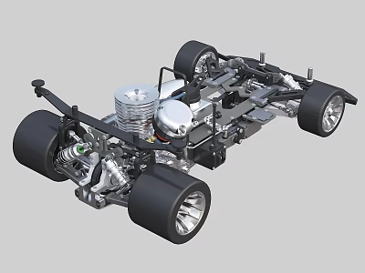Recreational Equipment Go Kart Chassis Featuring Engine Wheels And Frame Structure 3d model