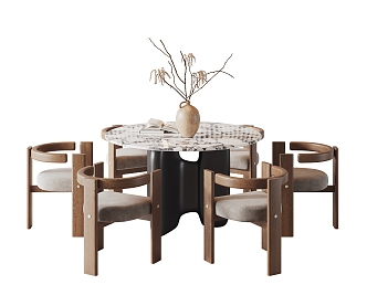 Quiet Dining Table and Chair Combination Dining Table and Chair 3d model