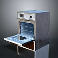 Stainless Steel Kitchen Oven With Open Door Control Panel And Interior Racks