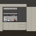 Modern Kitchen Sideboard With White Cabinets Black Doors And Storage Drawers