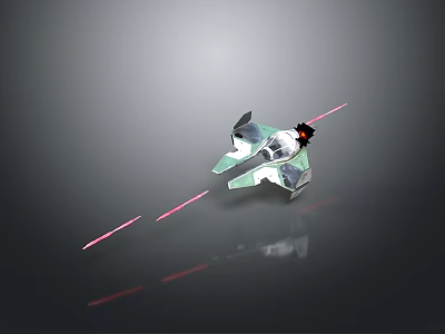 Advanced Futuristic Spacecraft Emitting Red Laser Beams in Deep Aerospace Missions 3d model