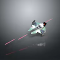 Advanced Futuristic Spacecraft Emitting Red Laser Beams in Deep Aerospace Missions