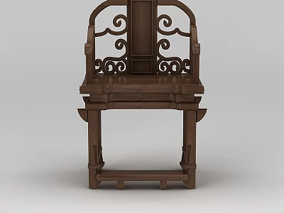 Traditional Chinese Wooden Chair With Ornate Carved Backrest And Armrest Design 3d model