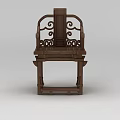 Traditional Chinese Wooden Chair With Ornate Carved Backrest And Armrest Design