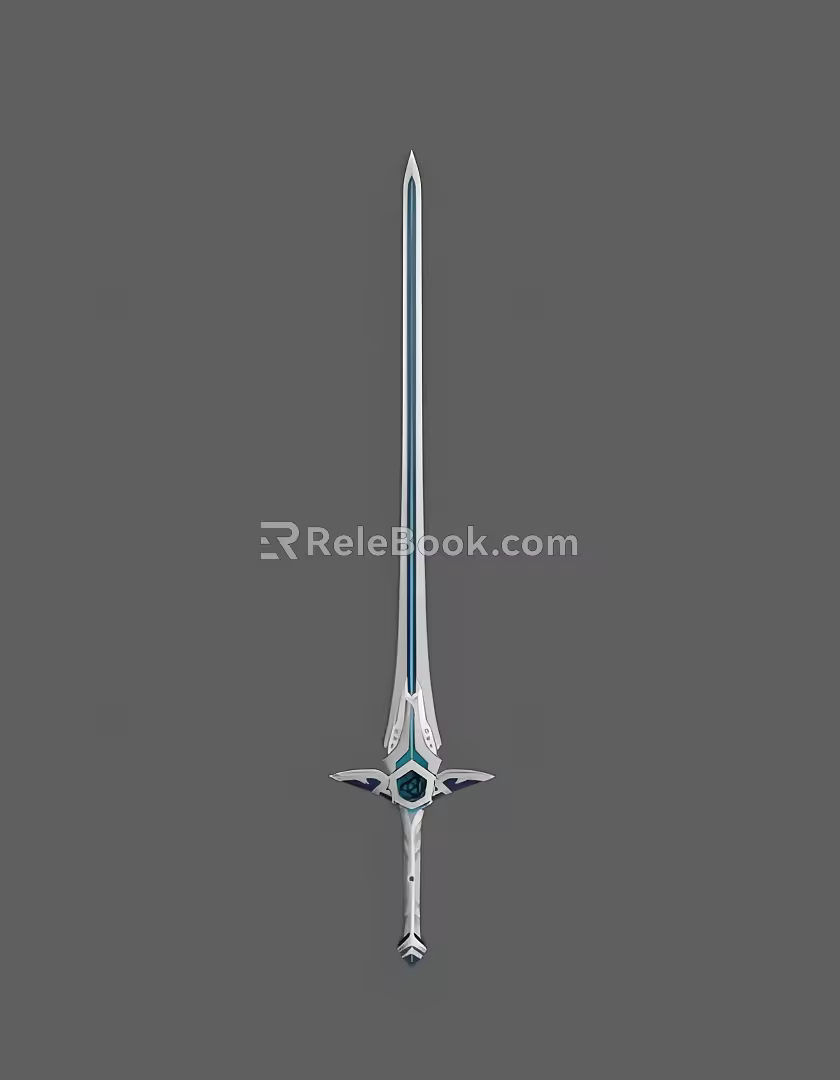 Cartoon Long Sword Cartoon Weapon Animation Props Sword Game Long Sword Weapon Ancient 3d model