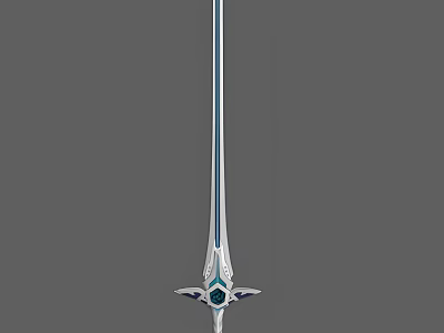 Fantasy Style Decorative Sword with Silver Blade Blue Lines and Intricate Hilt Design 3d model