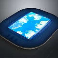 Modern Electronic Display Device With Blue Frame Showing Clear Sky And White Clouds 3d model