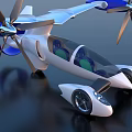 Modern Futuristic Flying Car With Rotating Propellers And Sleek Aerodynamic Wings