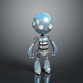 Blue Metallic Robot Figure With Mechanical Limbs Gear Details And Reflective Surface Against Gray Background 3d model