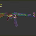 Submachine Gun With Wooden Stock Metal Barrel Magazine And Reflective Dark Background