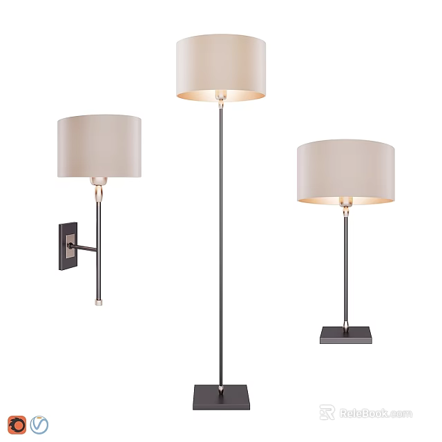 Modern Floor Lamp With Wall Lamp Table Lamp And Simple Design 3d model