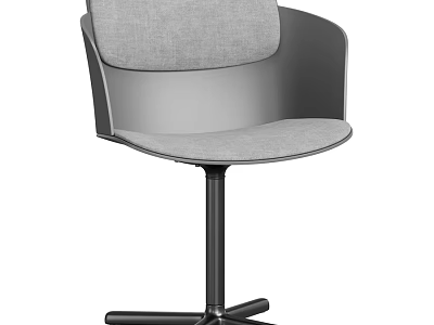 Modern Gray Fabric Upholstered Swivel Desk Chair With Minimalist Matching Table For Cozy Home Office 3d model