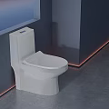 Modern White Toilet in Bathroom Interior With Sleek Surface Dark Wall Tile Floor And Lighting
