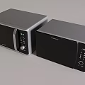 Sleek Modern Kitchen Microwaves With Silver And Black Finish And Digital Control Panel 3d model