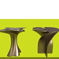 Modern Side Tables With Unique Curved Bases And Stylish Decorative Tabletops 3d model