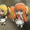 Cute Anime Style Dolls With Blonde And Orange Hair Twintails In Maid Outfits