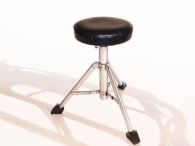 Black Cushioned Bar Stool With Metal Frame And Three Legged Design 3d model