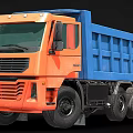Orange Cab Blue Dump Body Heavy Duty Construction Dump Truck Vehicle 3d model