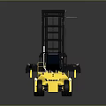 Yellow Industrial Forklift With Mast Forks Cab And Heavy Duty Wheels