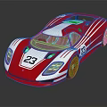 Red and White Racing Car with Number 23 and Streamlined Body Design