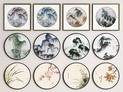 New Chinese Style Round Frame Painting Hanging Painting model