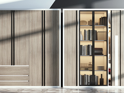 Modern bookcase wardrobe combination model