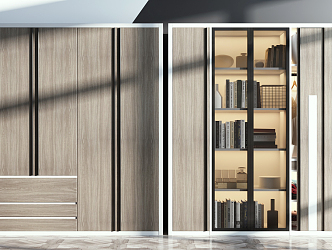 Modern bookcase wardrobe combination 3d model