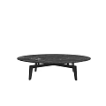 Round Black Marble Top Coffee Table With Modern Black Legs Design 3d model
