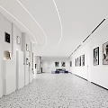 Modern Exhibition Hall Interior With Art Paintings White Walls And Ambient Lighting