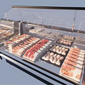 Commercial Refrigerated Display Cases with Various Fresh Meat Products in Retail Store
