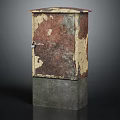 Rusty Old Metal Box With Peeling Paint And Concrete Base 3d model