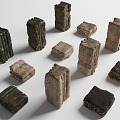 Damaged Building Abandoned Castle Stone Remains Stone Pillars Stone Wall Remains Ruins Ancient Architecture 3d model