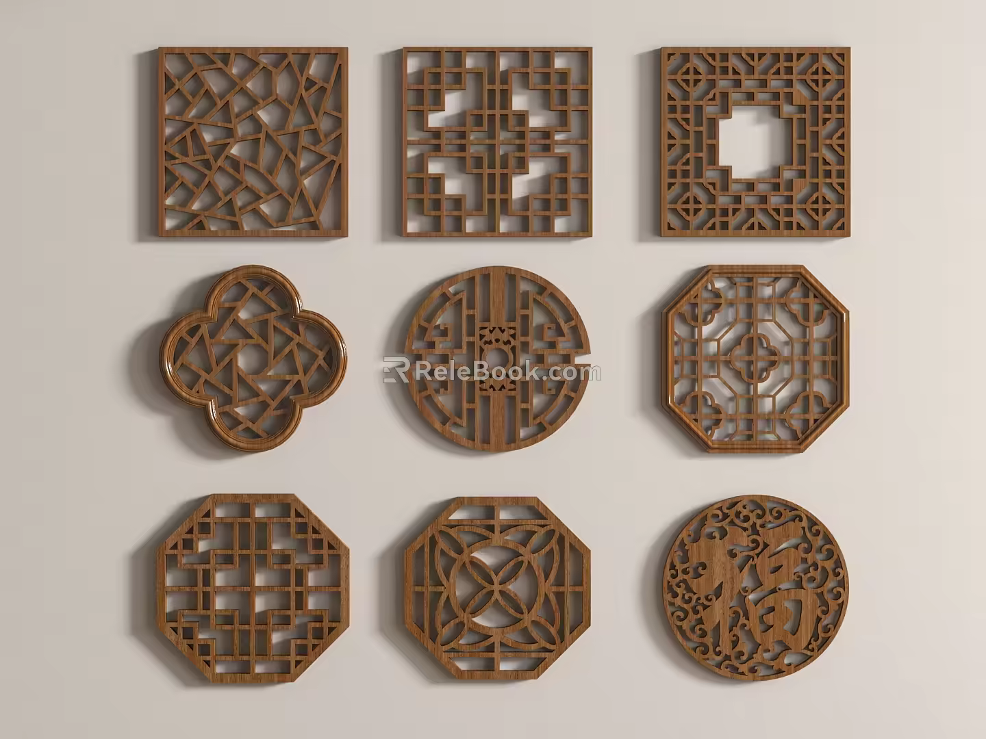 New Chinese Style Pattern Window Antique Window Carved 3d model