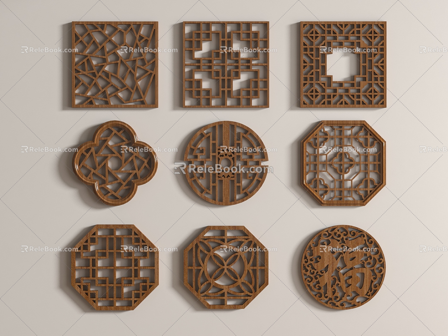 New Chinese Style Pattern Window Antique Window Carved 3d model