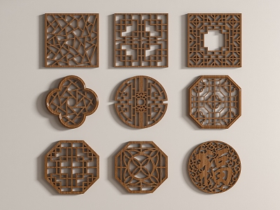 New Chinese Style Pattern Window Antique Window Carved 3d model