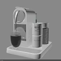 White Lavazza Kitchen Coffee Machine With Glass Cup And Coffee Container 3d model