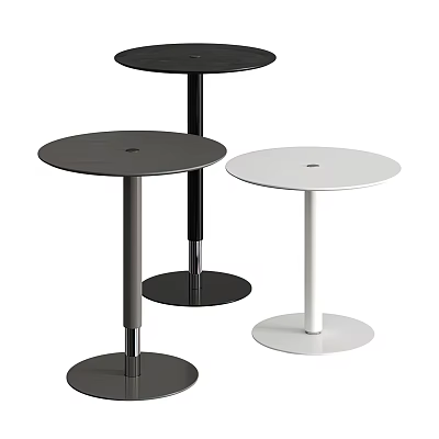Modern Round Tables With Black Gray White Colors And Slim Legs Design 3d model