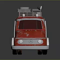 Red Fire Truck Model With Ladder Distressed Body And FIRE Lettering On Dark Background