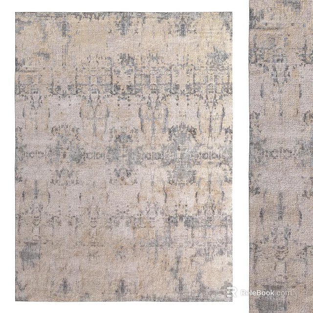 Square Rug With Abstract Gray Beige Pattern For Modern Living Room Decor 3d model