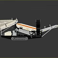 Industrial Mechanical Equipment With White Body Orange Accents Hopper And Conveyor Belts