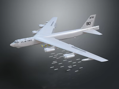 U.S. Air Force Transport Aircraft BO Tail Number Deploying Multiple Missiles Aerial 3d model