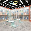 Specialty Store Interior With Colorful Ceiling Decorative Lights Shelves And Displayed Products