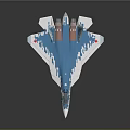 Blue And White Camouflage Military Fighter Jet Model With Red Star Emblems