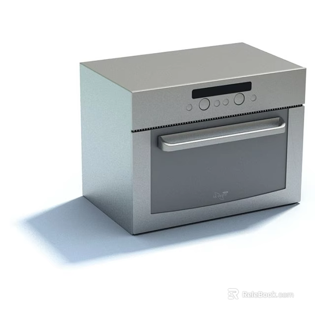 Modern Silver Kitchen Oven with Digital Display Control Panel and Handle 3d model 