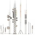 Different Types of Industrial Communication Tower Equipment Including Antennas and Structures