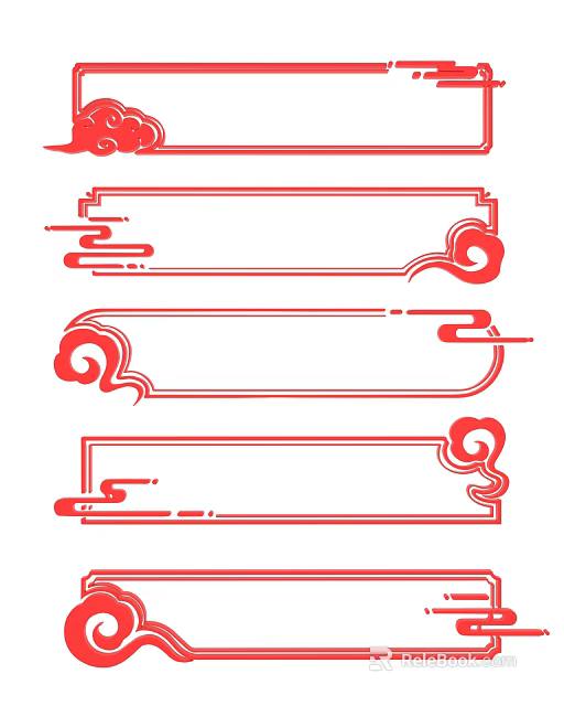 Commercial Equipment With Decorative Red Chinese Cloud Patterns And Borders 3d model