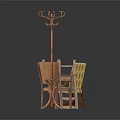 Classic Patterned Single Sofa with Wooden Side Table and Coat Rack for Living Room