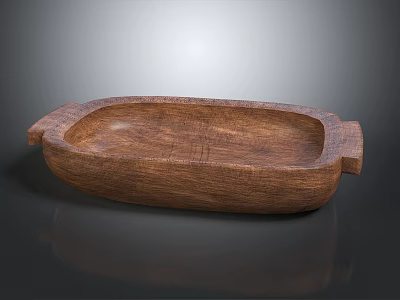 Wooden Plate Decoration With Oval Shape And Handles For Simple Design 3d model
