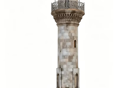 Classical Stone Tower With Decorative Railing And Arched Windows Design 3d model